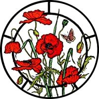 Los mejores  - Vidriera con adherencia estática- diseño de amapolas